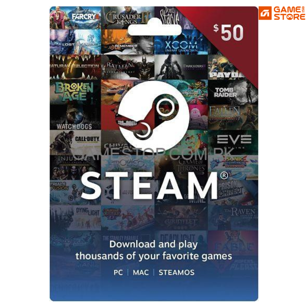 Steam Wallet 50 dollar gift card code for Pakistan gamers