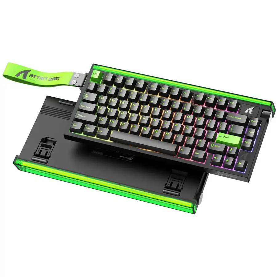 ATTACK SHARK R85 HE Rapid Trigger Keyboard Magnetic Switch, 75% Wired 8KHz Magnetic Keyboard, 0.005mm Rapid Trigger Accuracy, 8000Hz Polling Rate, Custom RGB Lightbox - Black