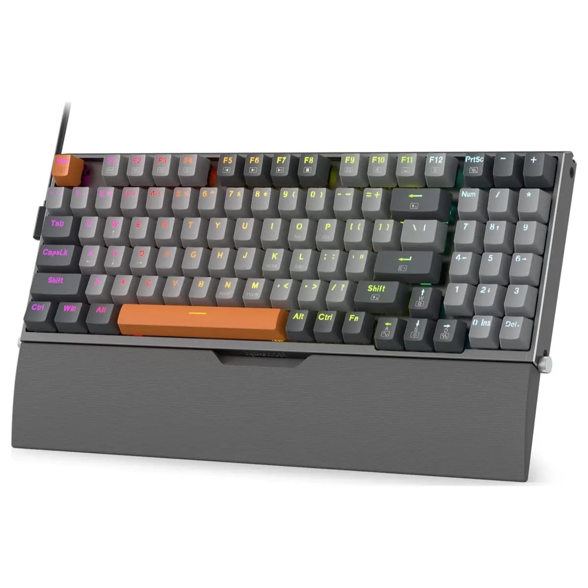 Redragon OLAF K648 Wired RGB Gaming Keyboard, 94-Key Mechanical Keyboard, Hot Swappable, Solid Aluminum Plate, Noise Absorbing EVA Foams, Detachable Wrist Rest
