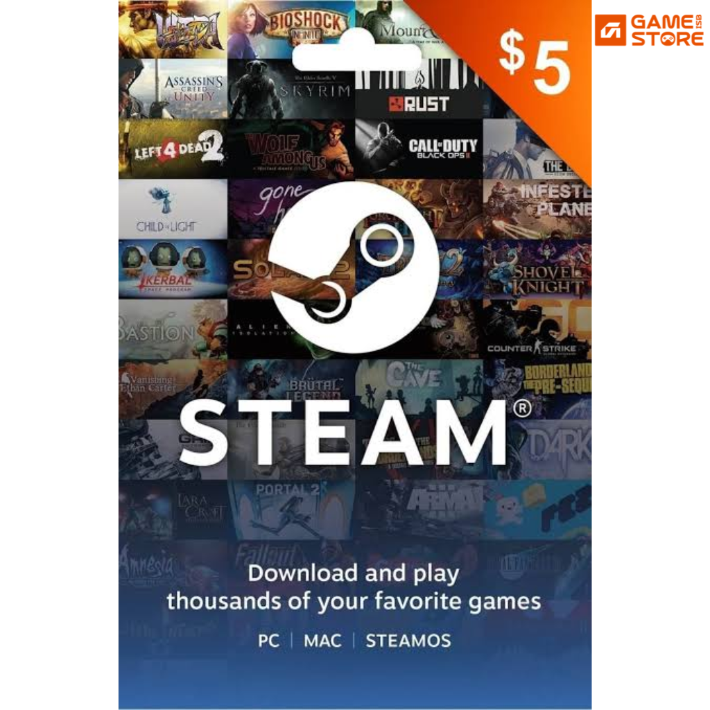 Steam Wallet 5 dollar gift card code for Pakistan gamers