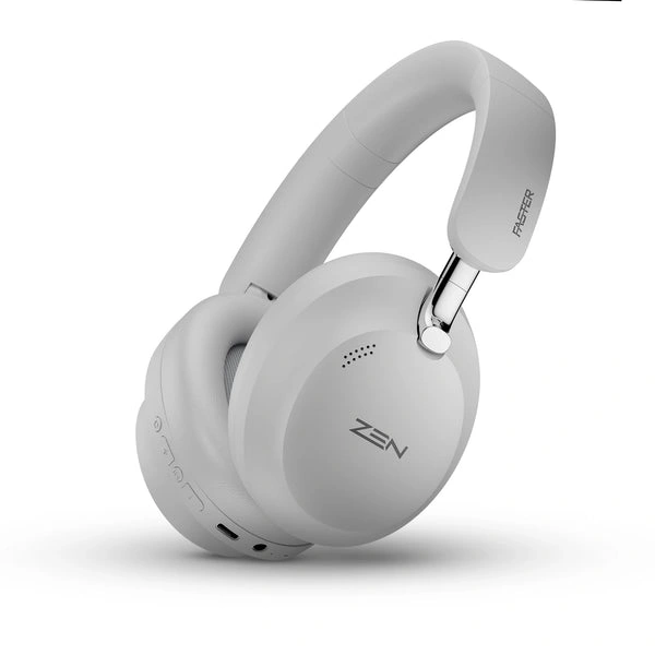 ZEN-100 Hybrid ANC Wireless Headphones, Bluetooth 6.0+EDR, 15m Range, 50H Playtime, 40mm Drivers, Low Latency, Dual Mic ENC, Spatial Audio, Head Tracking, Type-C Charging Over-Ear Headset (White)