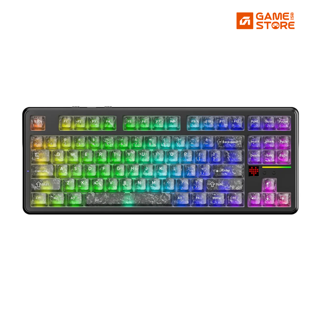 Attack Shark X87 Ultra wireless mechanical keyboard with RGB backlighting and dot-matrix screen