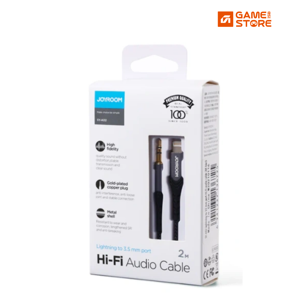 Joyroom SY-A02 Lightning to 3.5mm audio cable front view