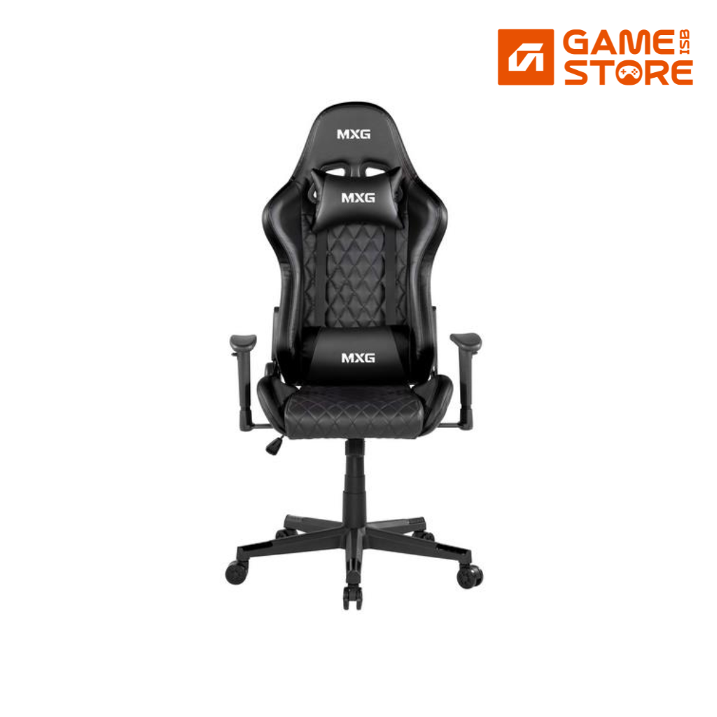 MXG GCH-01 diamond quilted PU gaming chair in black with headrest and lumbar support, one of the best gaming chairs in Pakistan