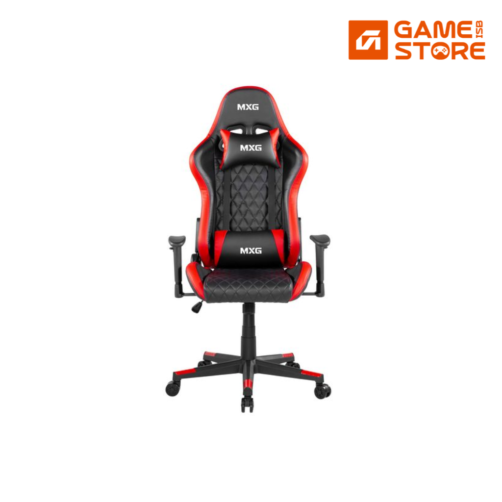 MXG GCH-01 red black diamond quilted PU gaming chair with headrest and lumbar support for Pakistani gamers