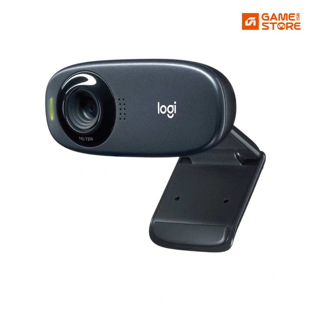 Logitech C310 HD webcam clipped to a laptop screen for video calls