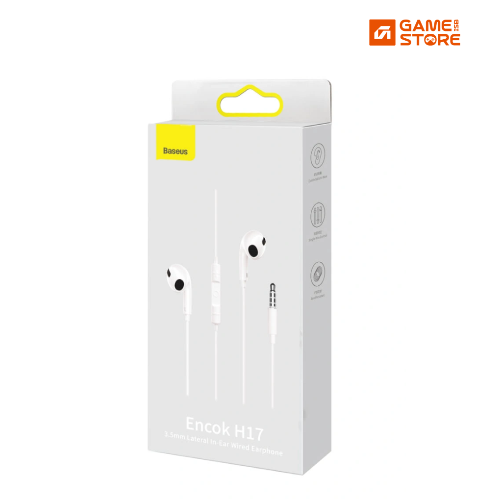Baseus Encok H17 3.5mm Wired Earphone white front view