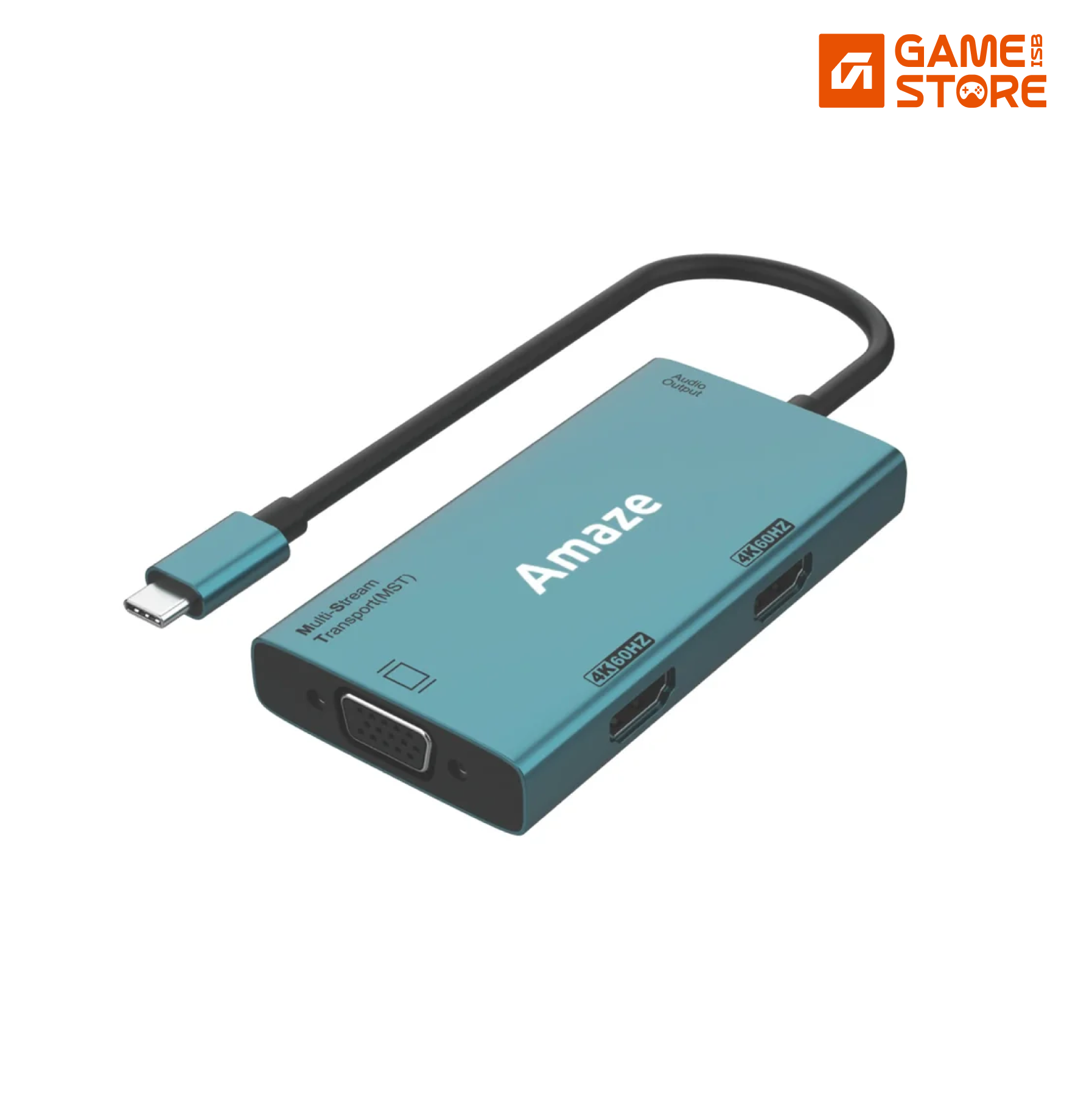 AMAZE A324 Type C to Dual HDMI + VGA + Audio Hub – Black – BIS