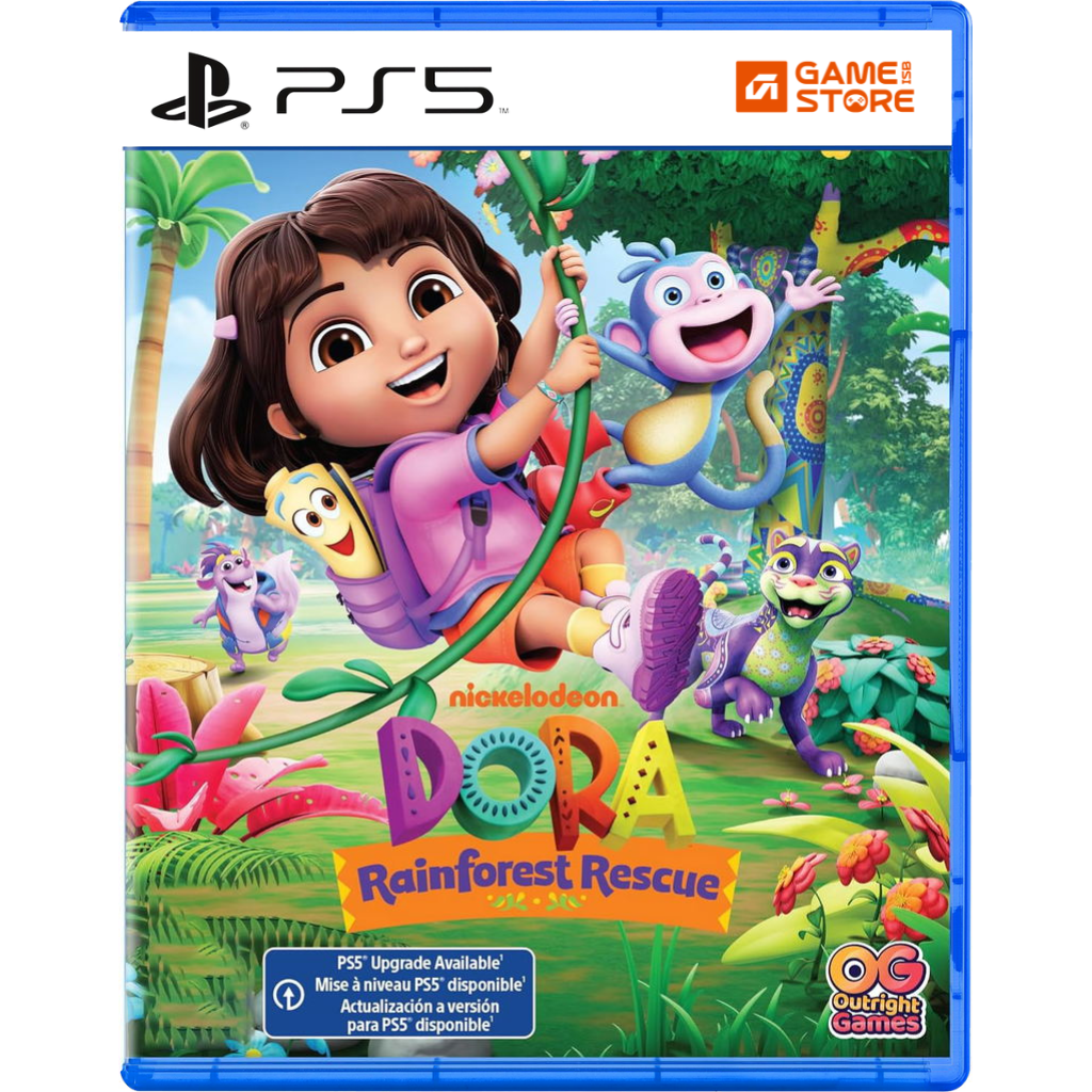 Dora Rainforest Rescue PS5 game cover with Dora and Boots