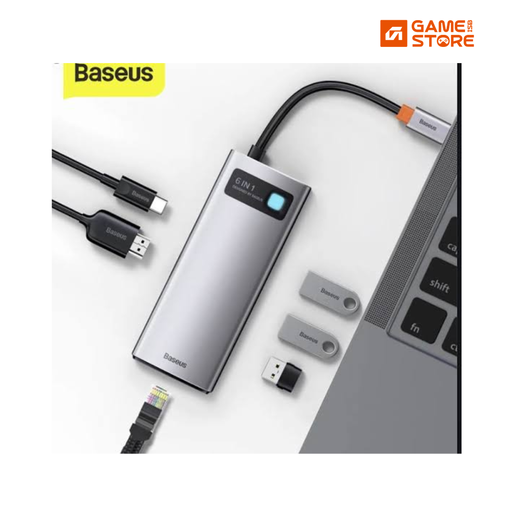 Baseus Metal Gleam 6-in-1 Type-C hub docking station gray price in Pakistan