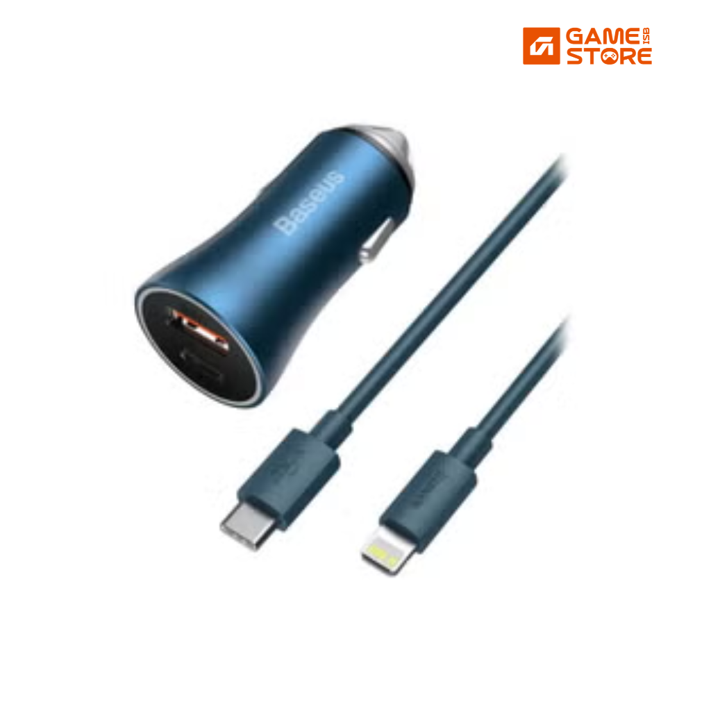 Baseus golden contactor pro 40w price in Pakistan – blue car charger