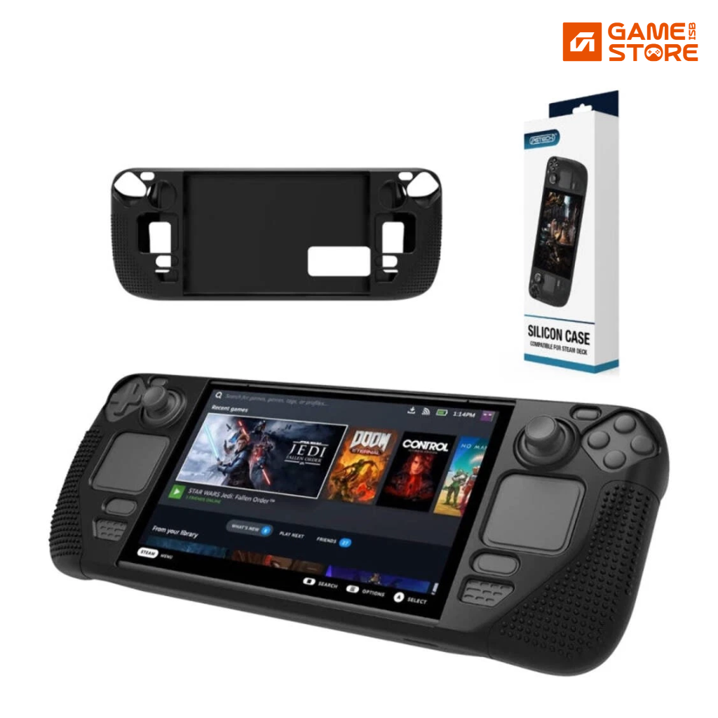 PGTECH Game Console Silicone Case With Anti-Slip Particles for Steam Deck(Black)