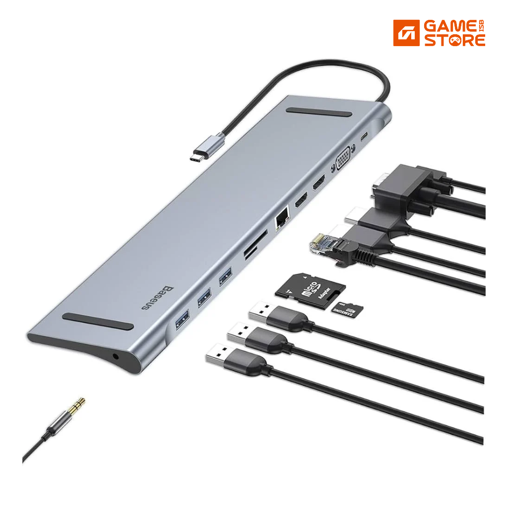 Baseus triple display USB C docking station price in Pakistan with 2 HDMI and VGA