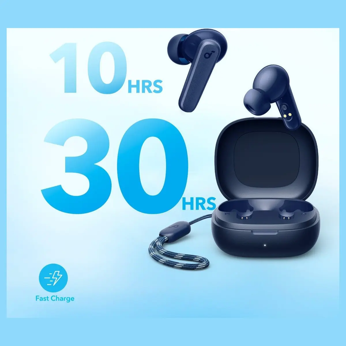 ANKER Soundcore R50i True Wireless in-Ear Earbuds with 30H+ Playtime, Clear Calls & High Bass, IPX5, Soundcore Connect App with 22 Preset EQs | Blue