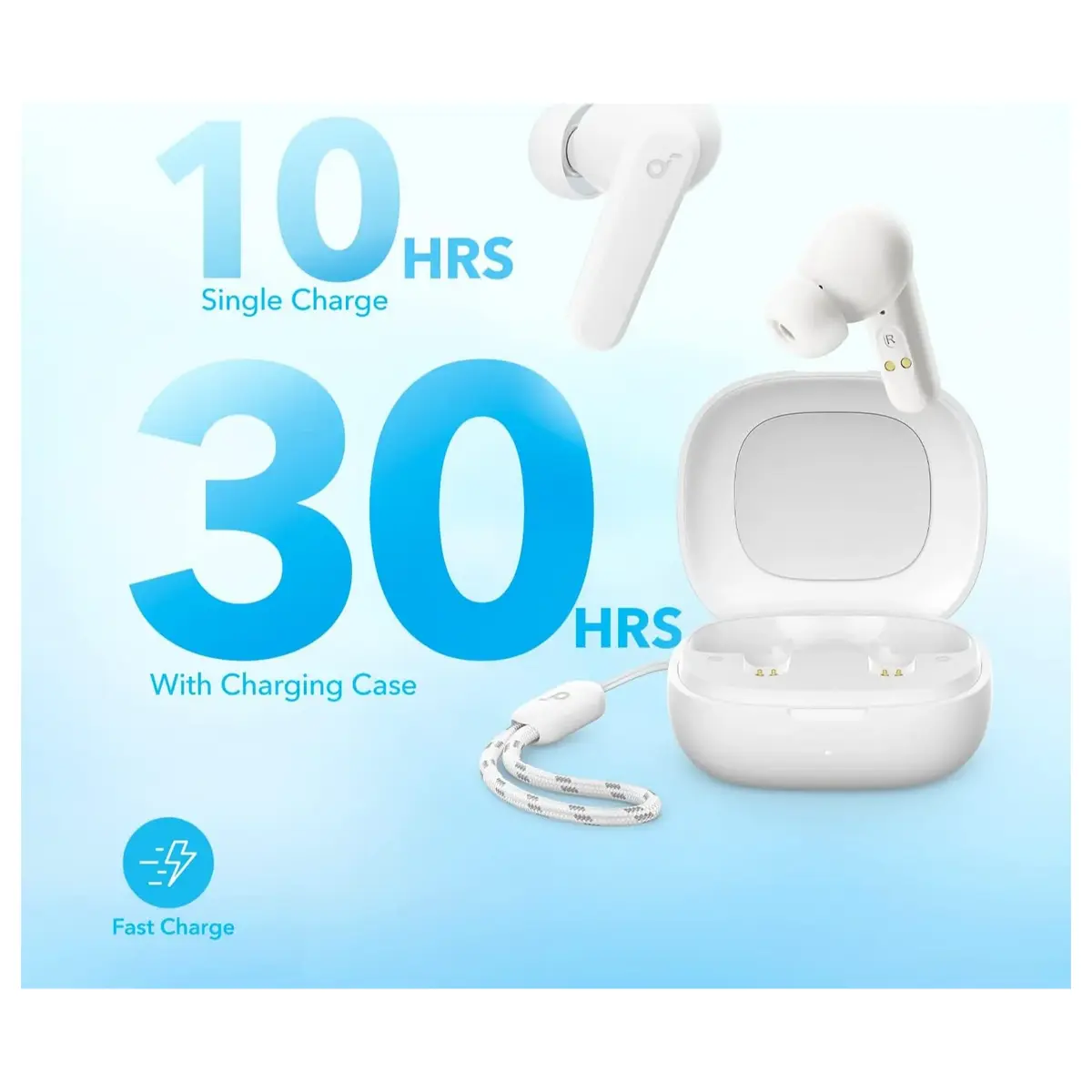 ANKER Soundcore R50i True Wireless in-Ear Earbuds with 30H+ Playtime, Clear Calls & High Bass, IPX5, Soundcore Connect App with 22 Preset EQs | White