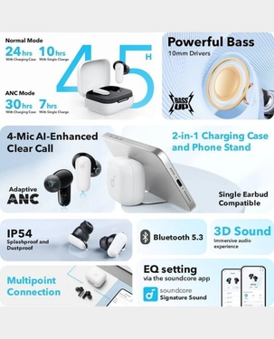 Anker Soundcore R50i NC Noise Cancelling Earbuds with Bluetooth 5.4 & Upto 45 Hours Playtime | White