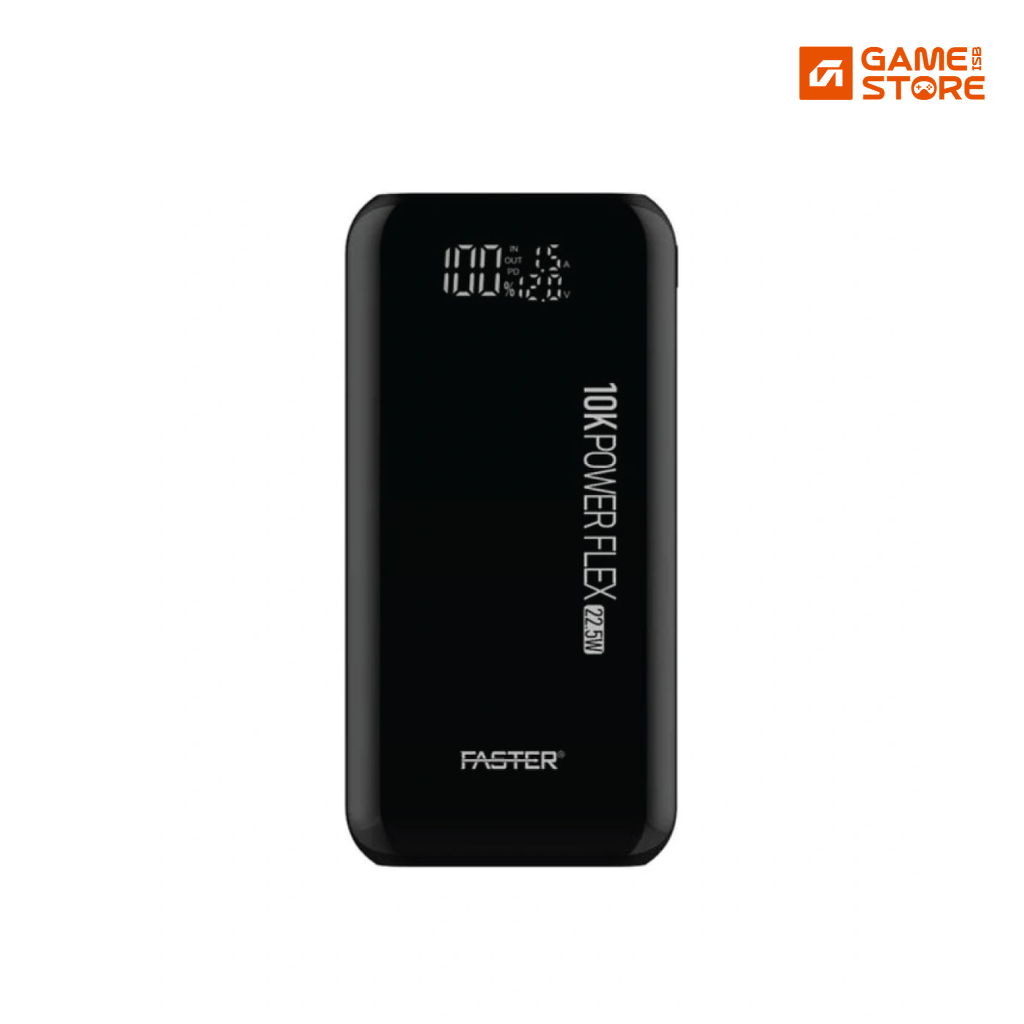 Faster PF10K 10000mAh power bank with Type-C and USB ports, portable charger