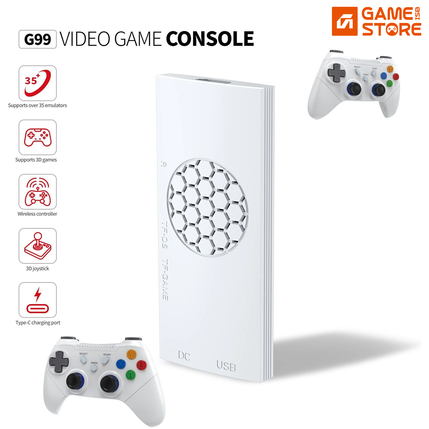 G99 Retro Game Stick Console – Best G99 Retro Game Stick Console with 2.4G Dual Wireless Video Game Controllers with Plug & play, Supports 35 simulator, 3D Games & Joystick, 128 GB with 30+ Emulator, Game Box with HDMI Output, Full 4K HD Gaming Consolerice Plug & Play Gaming