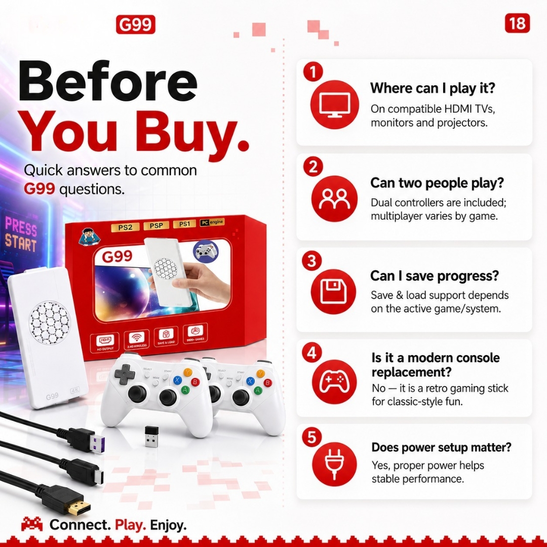 G99 Retro Game Stick Console – Best G99 Retro Game Stick Console with 2.4G Dual Wireless Video Game Controllers with Plug & play, Supports 35 simulator, 3D Games & Joystick, 128 GB with 30+ Emulator, Game Box with HDMI Output, Full 4K HD Gaming Consolerice Plug & Play Gaming