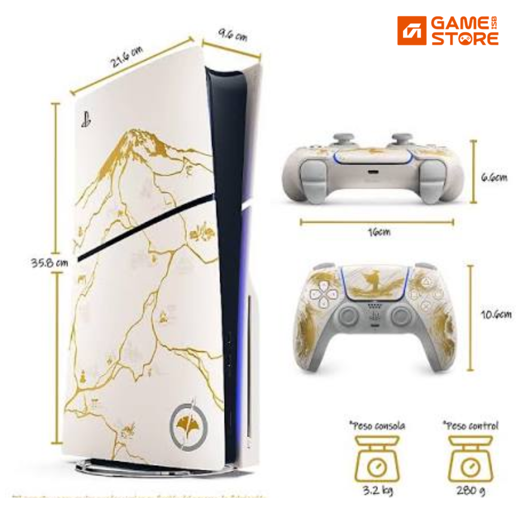 PlayStation®5 Ghost of Yōtei Gold Limited Edition console with included Ghost of Yōtei game