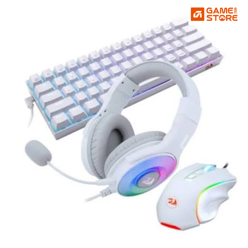 Redragon S129W Keyboard Mouse and Headsets Combo Set – White Gaming Bundle