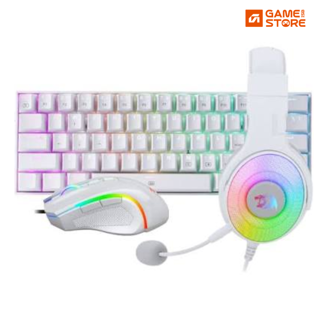 Redragon S129W Keyboard Mouse and Headsets Combo Set – White Gaming Bundle side view