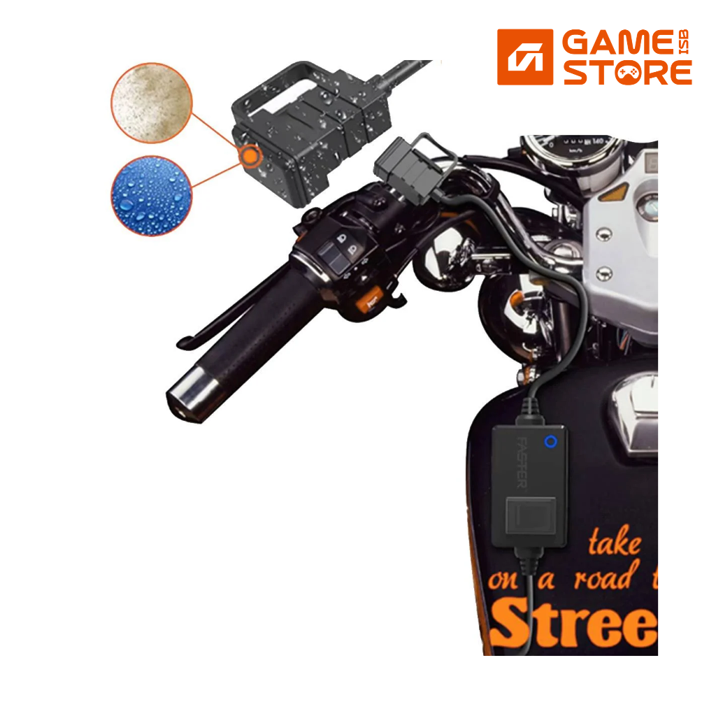 Faster FCC-900 motorcycle waterproof charger with LED indicator and USB port