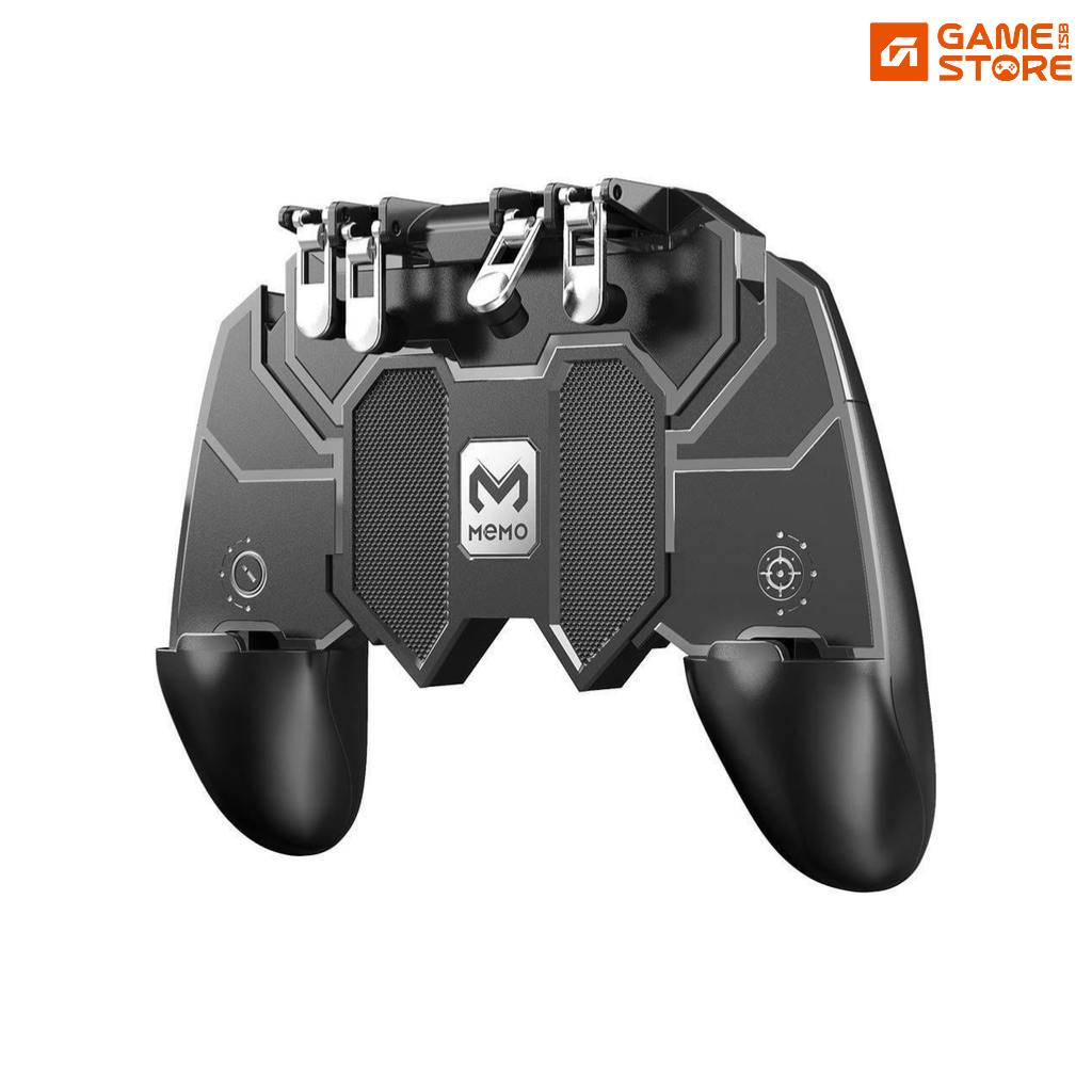 AK66 PUBG Six Finger Controller attached to a phone for mobile shooting games
