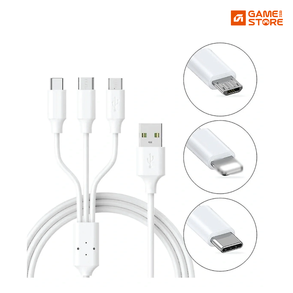 3 in 1 charging cable with three connectors