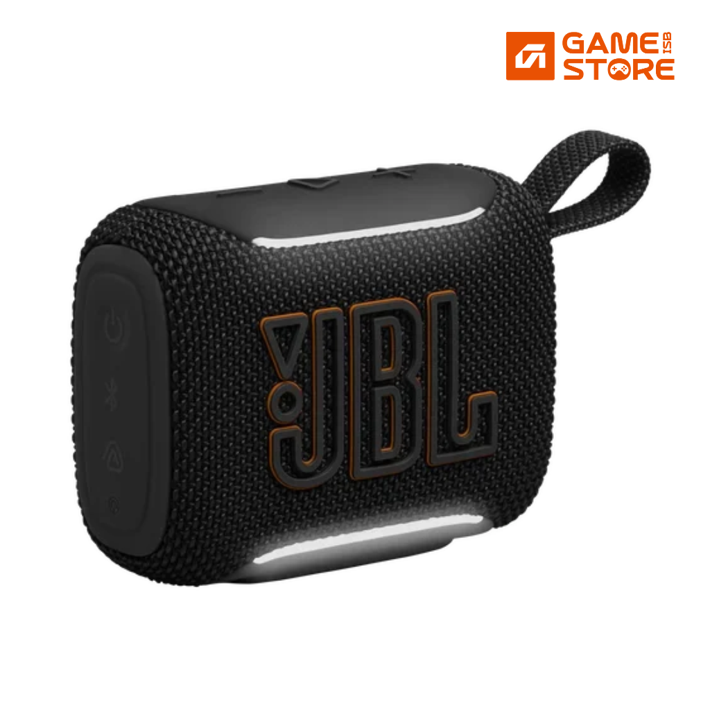 Black JBL GO Player wireless Bluetooth speaker front view