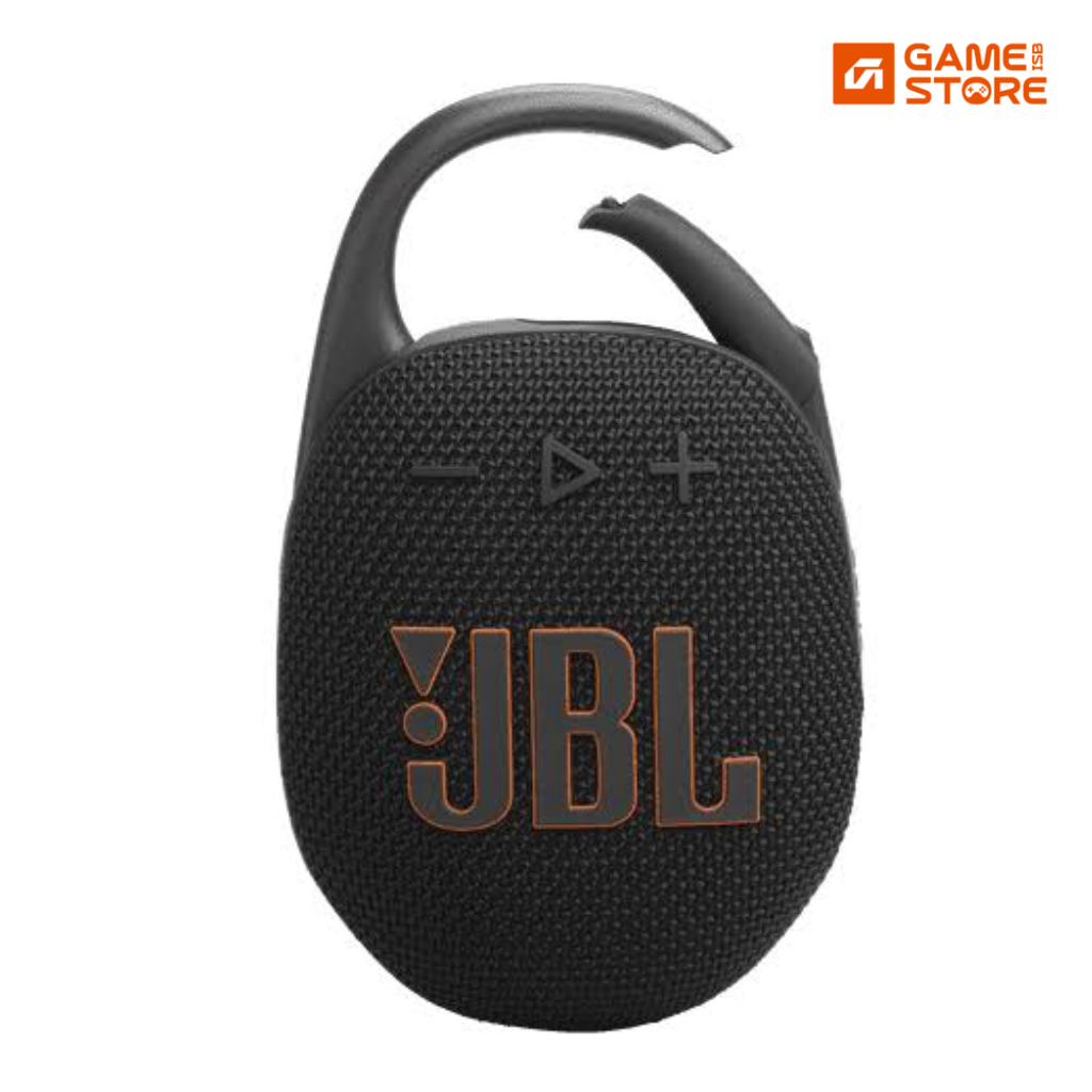 JBL Clip 5 ultra-portable waterproof Bluetooth speaker front view with built-in carabiner