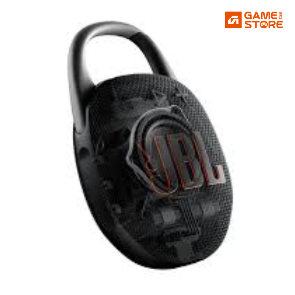 JBL Clip 5 ultra-portable waterproof Bluetooth speaker back view with built-in carabiner